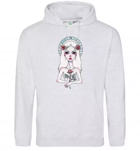 Мужская толстовка (худи) Virgo roses Серый меланж фото