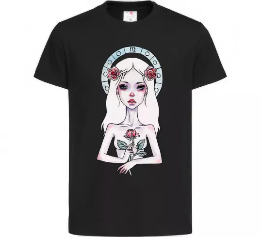 Дитяча футболка Virgo roses Чорний фото
