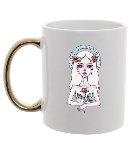 Чашка с цветной ручкой Virgo roses Золото фото