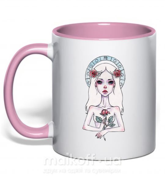 Чашка з кольоровою ручкою Virgo roses Ніжно рожевий фото