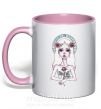 Чашка с цветной ручкой Virgo roses Нежно розовый фото