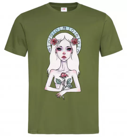 Мужская футболка Virgo roses Оливковый фото