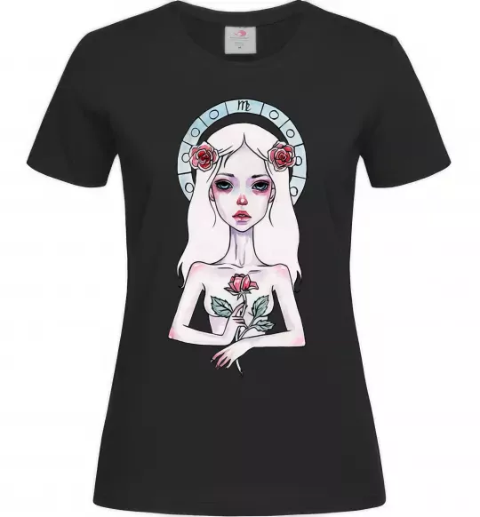 Жіноча футболка Virgo roses Чорний фото