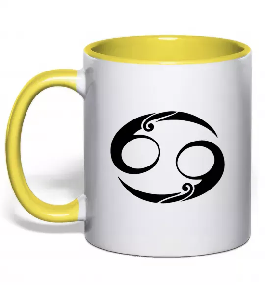 Чашка з кольоровою ручкою Рак знак Сонячно жовтий фото