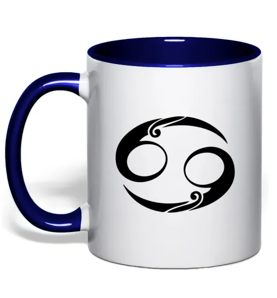 Чашка з кольоровою ручкою Рак знак Глибокий темно-синій фото