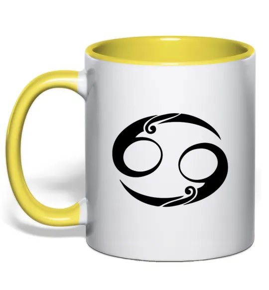 Чашка с цветной ручкой Рак знак Лимонный фото