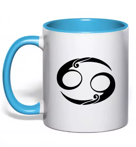 Чашка з кольоровою ручкою Рак знак Блакитний фото