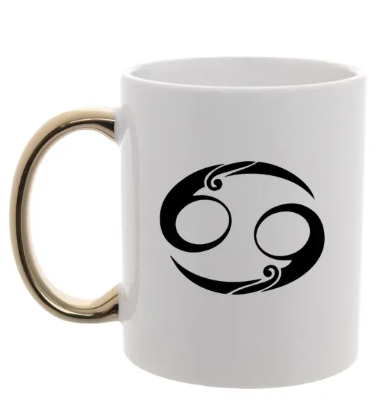 Чашка з кольоровою ручкою Рак знак Золото фото