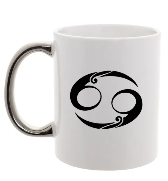 Чашка з кольоровою ручкою Рак знак Срібло фото