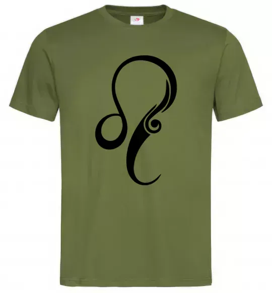 Мужская футболка Лев знак Оливковый фото