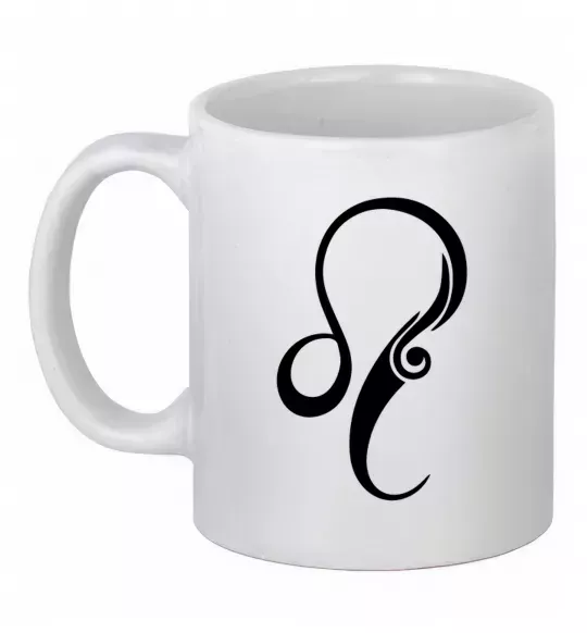 Чашка керамическая Лев знак Белый фото