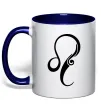 Чашка с цветной ручкой Лев знак Глубокий темно-синий фото
