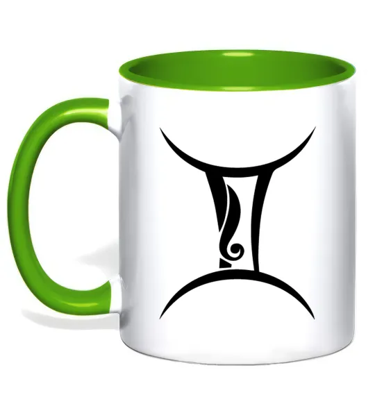 Чашка з кольоровою ручкою Близнюка знак Лаймовий фото