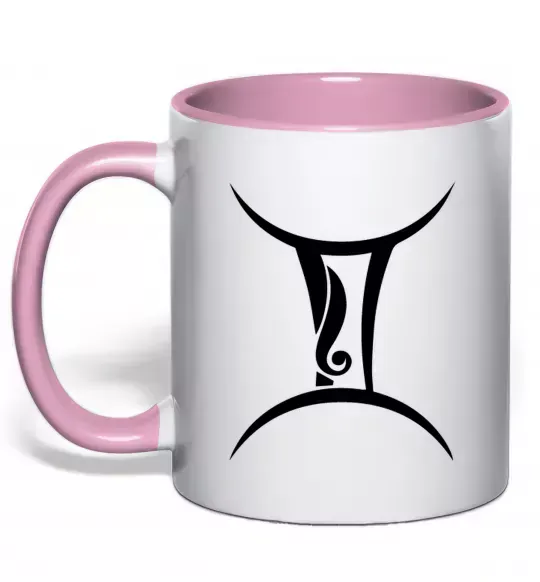 Чашка з кольоровою ручкою Близнюка знак Ніжно рожевий фото