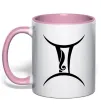 Чашка з кольоровою ручкою Близнюка знак Ніжно рожевий фото