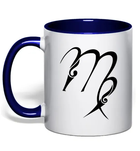 Чашка с цветной ручкой Діва знак Глубокий темно-синий фото