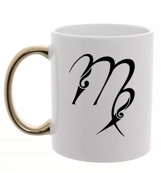 Чашка с цветной ручкой Діва знак Золото фото