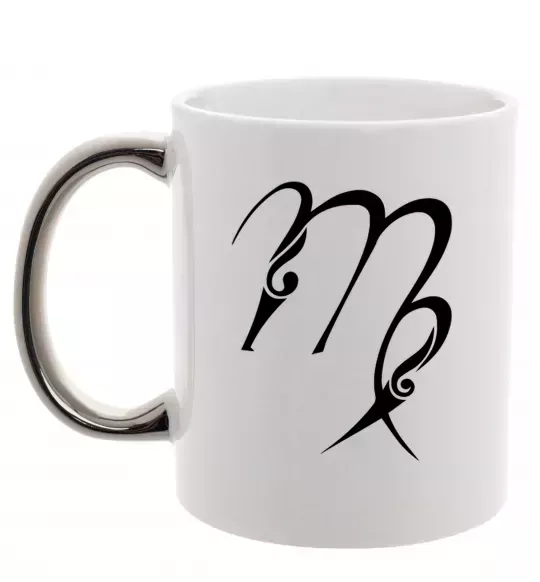 Чашка с цветной ручкой Діва знак Серебро фото