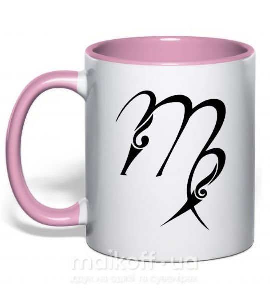 Чашка з кольоровою ручкою Дева знак Ніжно рожевий фото