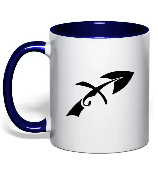 Чашка с цветной ручкой Стрілець знак Глубокий темно-синий фото