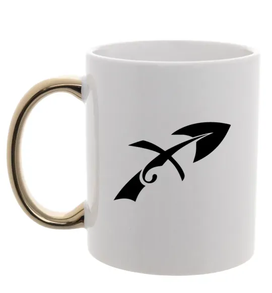 Чашка с цветной ручкой Стрілець знак Золото фото