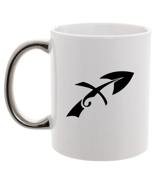 Чашка с цветной ручкой Стрілець знак Серебро фото