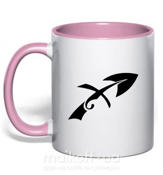 Чашка з кольоровою ручкою Стрелец знак Ніжно рожевий фото