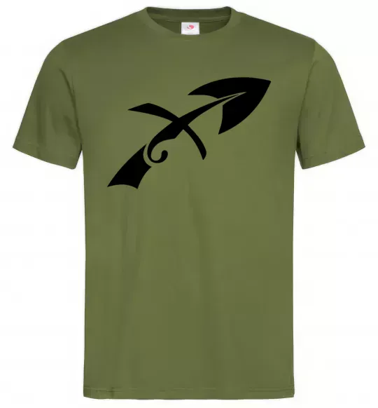 Мужская футболка Стрілець знак Оливковый фото