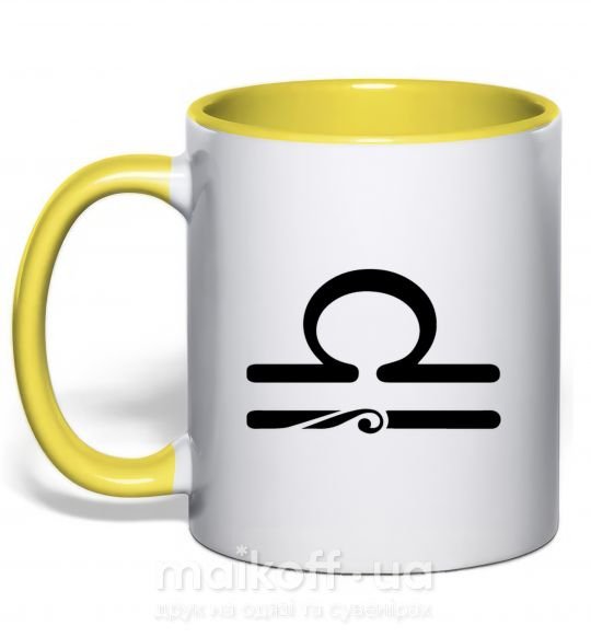 Чашка з кольоровою ручкою Весы знак Сонячно жовтий фото