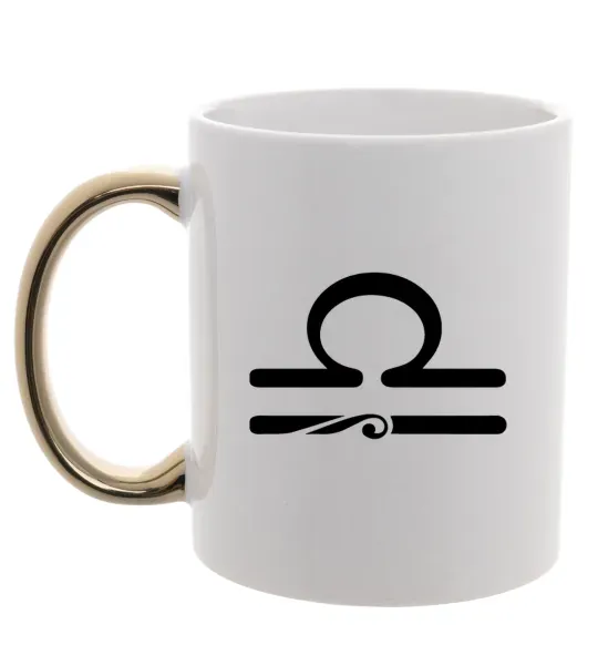 Чашка з кольоровою ручкою Терези знак Золото фото