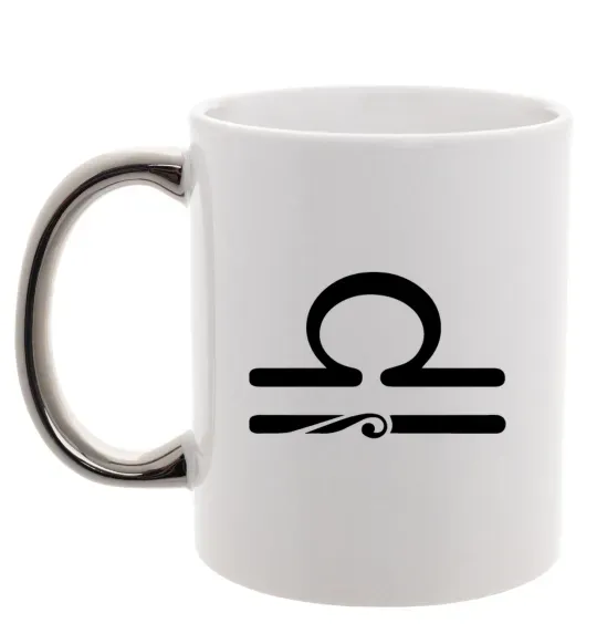 Чашка з кольоровою ручкою Терези знак Срібло фото