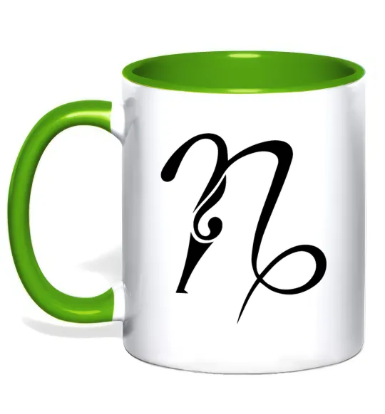 Чашка с цветной ручкой Козеріг знак Лаймовый фото
