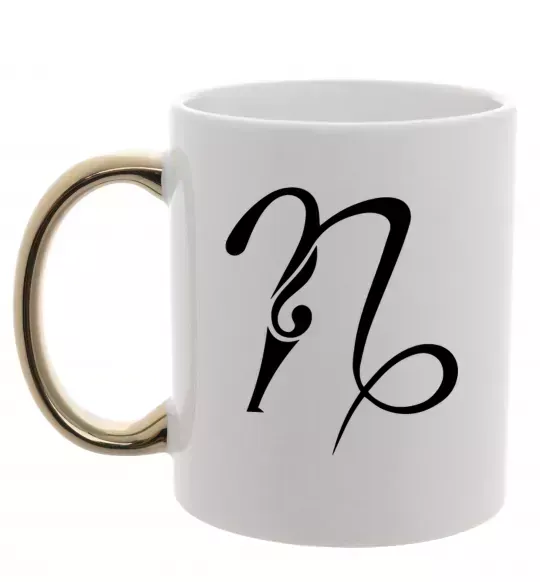Чашка з кольоровою ручкою Козеріг знак Золото фото