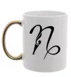 Чашка з кольоровою ручкою Козеріг знак Золото фото
