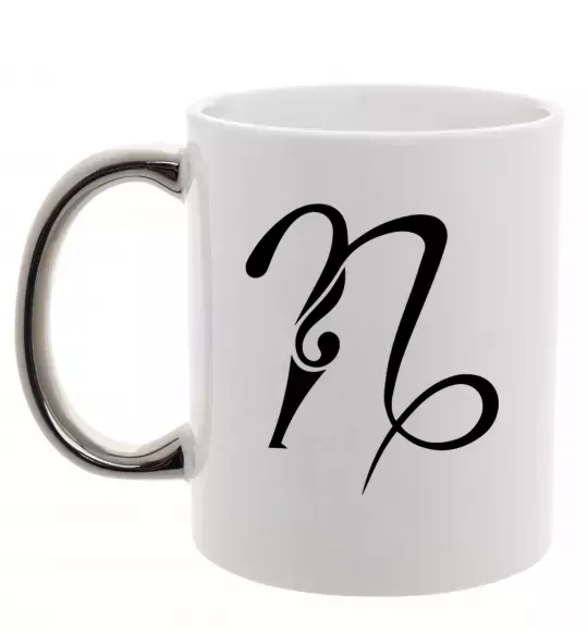 Чашка з кольоровою ручкою Козеріг знак Срібло фото