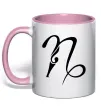 Чашка з кольоровою ручкою Козеріг знак Ніжно рожевий фото