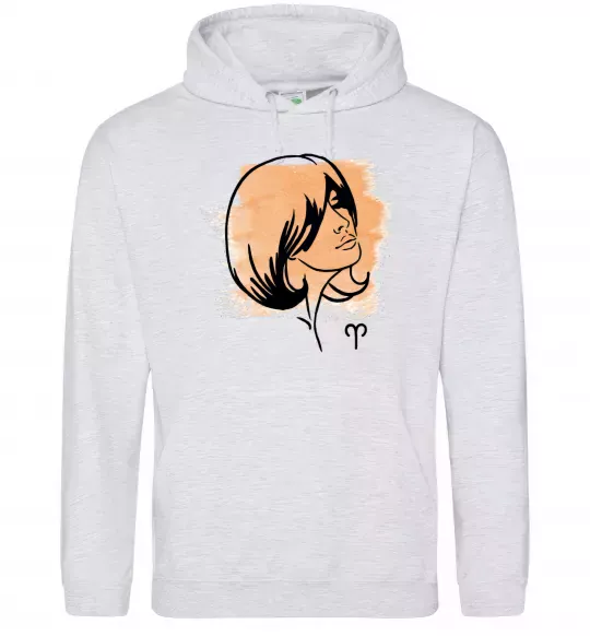 Женская толстовка (худи) Овен дівчина Серый меланж фото