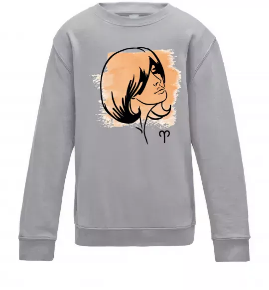 Детский Свитшот Овен дівчина Серый меланж фото