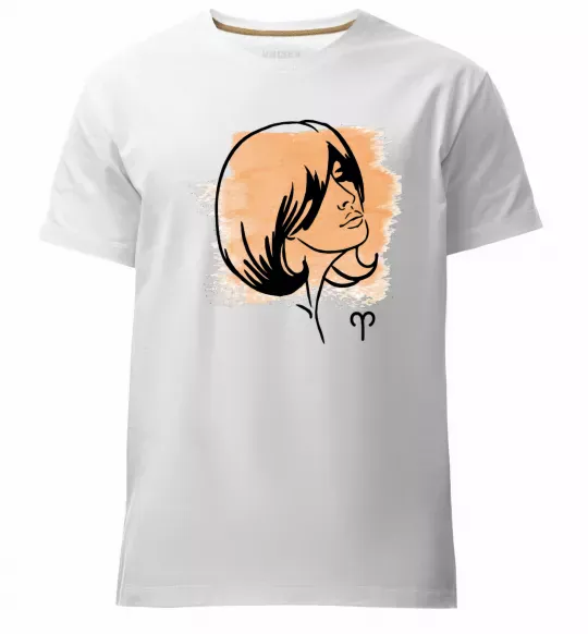 Мужская премиум футболка Овен дівчина Белый фото
