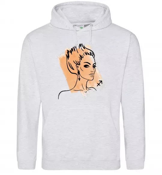 Чоловіча толстовка (худі) Стрілець дівчина Сірий меланж фото