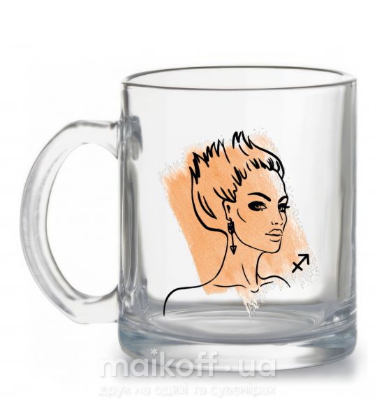 Чашка стеклянная Стрелец девушка Прозрачный фото