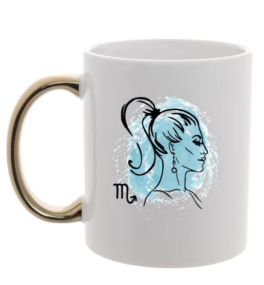 Чашка з кольоровою ручкою Скорпіон дівчина Золото фото