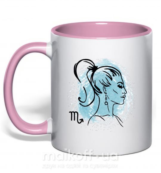 Чашка с цветной ручкой Скорпион девушка Нежно розовый фото