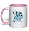 Чашка с цветной ручкой Скорпион девушка Нежно розовый фото