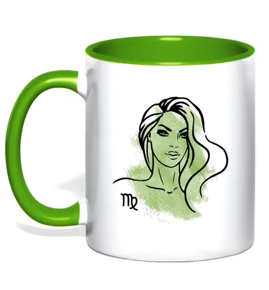 Чашка с цветной ручкой Діва дівчина Лаймовый фото