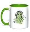 Чашка с цветной ручкой Діва дівчина Лаймовый фото