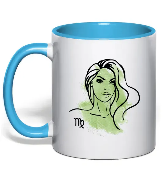 Чашка з кольоровою ручкою Діва дівчина Блакитний фото