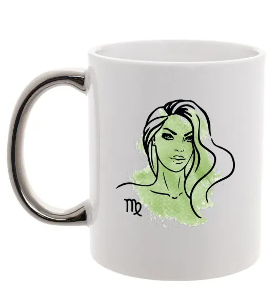 Чашка з кольоровою ручкою Діва дівчина Срібло фото