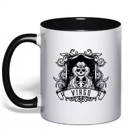 Чашка з кольоровою ручкою Діва скелет Чорний фото