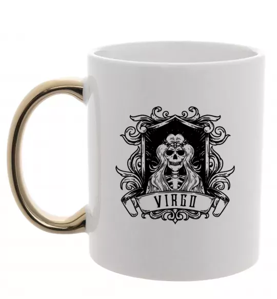 Чашка з кольоровою ручкою Діва скелет Золото фото